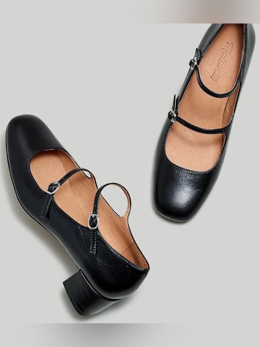 The Nattie Madewell Black Double-Strap Mary Jane Flats 9.5